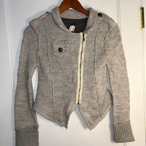 We the Free People, Military inspired sweater jacket Women's Small lambs wool
